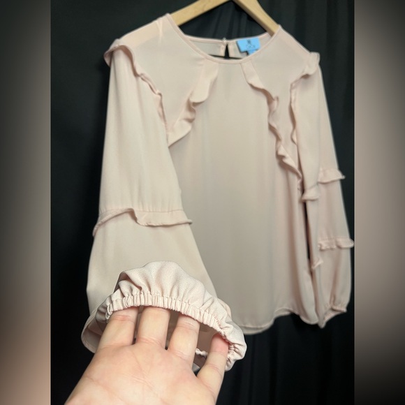 CeCe Light Pink Tiered Ruffle Sleeve Blouse - Picture 4 of 9